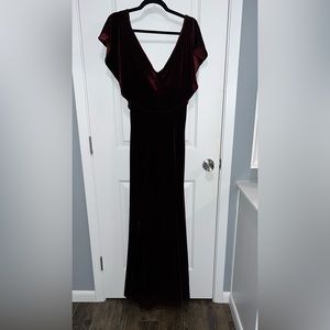 Revelry velvet bridesmaid dress in burgundy